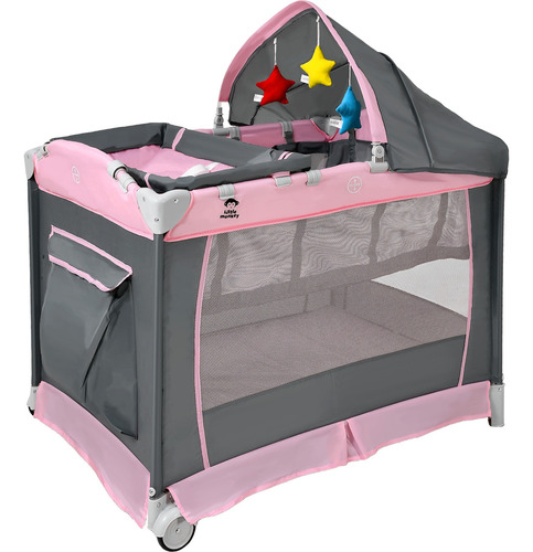 Cuna Corral Bebes Plegable Cambiador Removible Ruedas Juegos