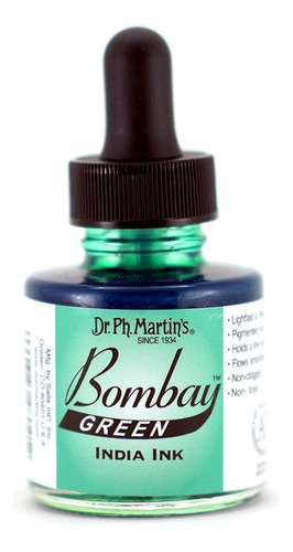 Dr. Ph. Martin De Bombay India Ink, 1.0 Oz, Green