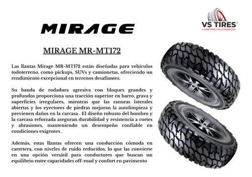 Llanta 33x12.50r15lt-6c 108q Mirage Mr-mt172 Auto Capas 6 Mt
