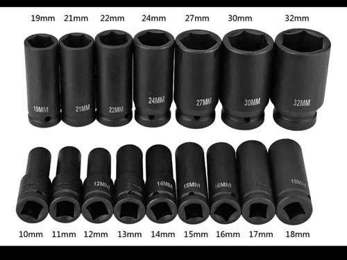 Kit Dados De Impacto Largos 1/2 16pcs