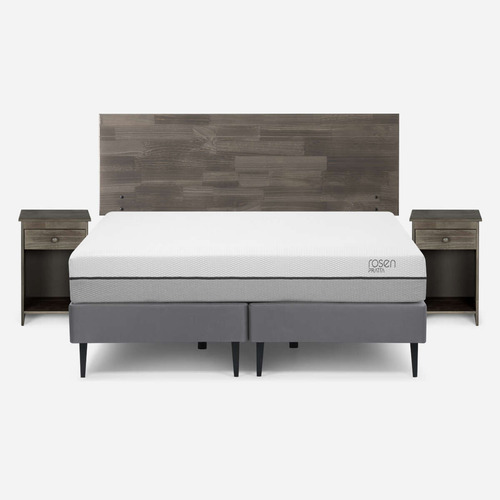 Cama Pratta 2 Plazas Pata Acero Bd + Muebles Tabor Grafito