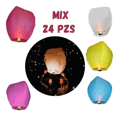 24 Globos De Cantoya Para Fiestas Con Cera Globo Del Deseo