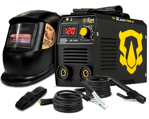 Máquina Inversora Solda Portatil Mma Eletrodo C/ Máscara Preto 220v