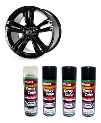 3 Tintas Spray Automotivo Black Piano + 1 Verniz Spray