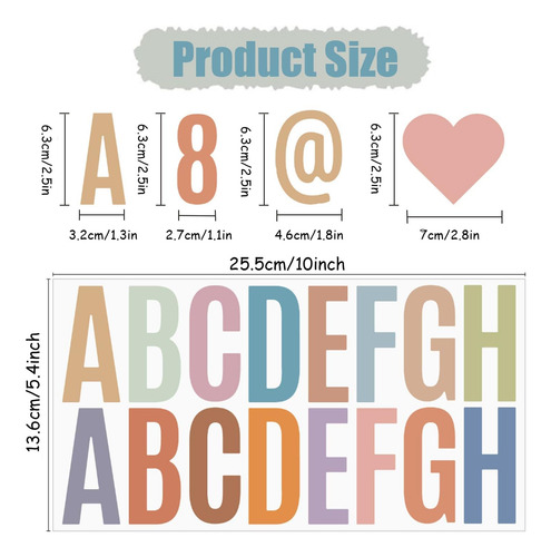 24 Hojas Alfabéticamente Pegatizas 396 Pcs Boho Autoadhesivo