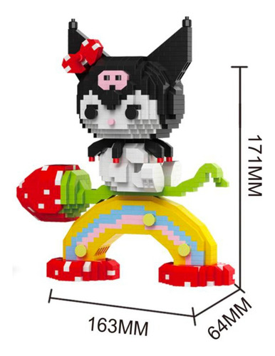 Kuromi Hello Kitty Sanrio Set Bloques Armables 3d Kawaii Cantidad De Piezas 1567 1567
