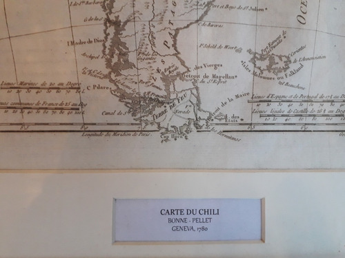       Mapa Carte Du Chili. Bonne Geneva, 1780. On Sale!!!