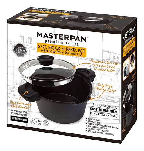 Masterpan 5 Qt. Non-stick Stock N Pasta Pot W/ Locking H...
