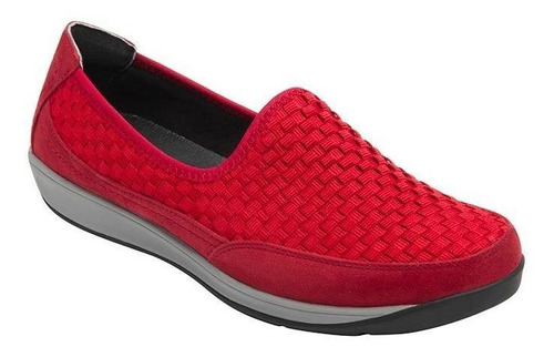 Calzado Dama Mujer Sneaker Flexi Tejido Textil Rojo Comodo