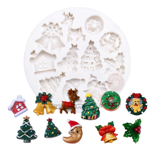 Molde Silicona Navidad M3 Fondant Porcelana Chocolate