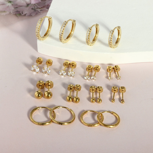 9pare Aretes De Oro 14k Mujer Arracadas Piercing Cartílago