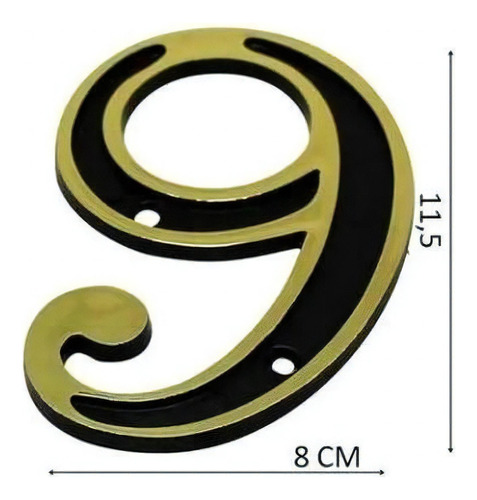 Placa Número Residencial Colonial Ouro Casa Pvc Escolha Cor 9 Ouro
