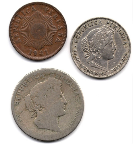 Perú 1, 10 Y 20 Centavos 1921 A 1941