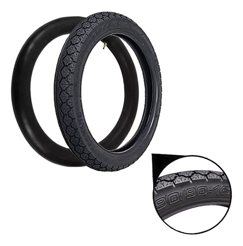 Kit Pneu Technic Tiger 90/90-18 Tras Camara Ybr 125