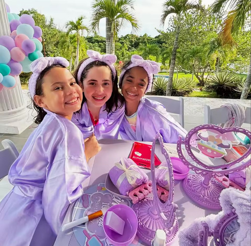 Set 24pz Spa Niñas Fiesta Spa Day Party Bata Skincare 6 Años Morado