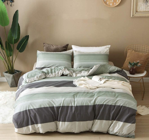 Qysong King Duvet Cover Set Cierre De Cremallera, Juego...