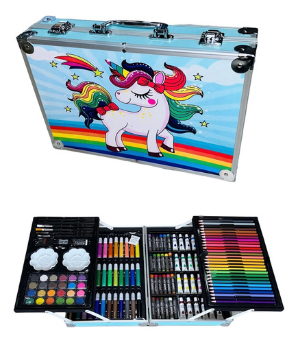 Kit De Arte Y Dibujo Con 145 Piezas En Caja Metálica