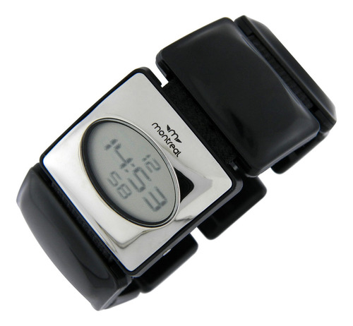 Reloj Montreal Digital Mujer Ml597 Malla Elastizada Color de la malla Negro