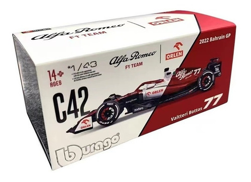 Alfa Romeo F1-c42#77 Valtteri Bottas Fórmula Coche 2022 1:43