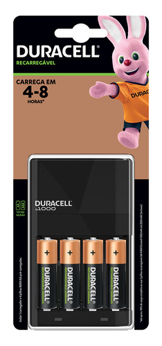 Carregador De Pilhas + 4 Pilhas Aa 2500mah Duracell