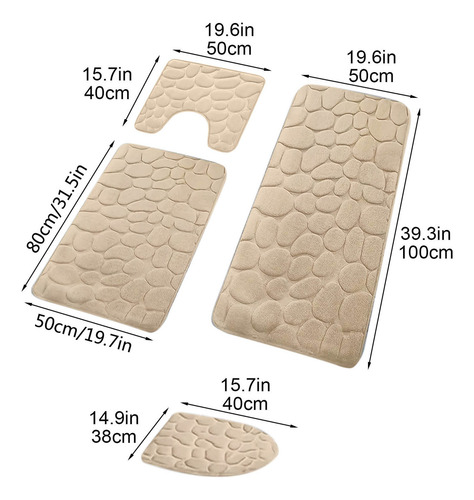 N Juego De 4 Alfombras De Baño De Espuma Viscoelástica,