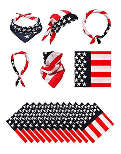 Juego De Regalo De Bandanas De La Bandera Americana De 12 Pi