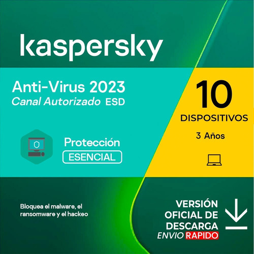 Kaspersky Antivirus 10 Pc 3 Años Oferta Especial