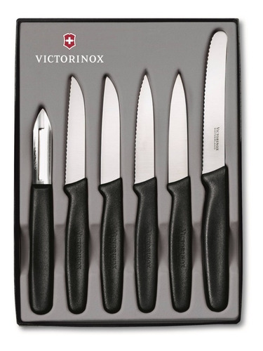 Imagen 1 de 2 de Cuchillo Para Verduras 6 Piezas Negro Victorinox (5.1113.6)