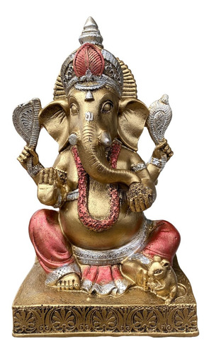 Figura Decorativa Diosa Ganesh Ganesha Suerte Con Raton 