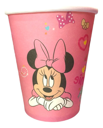 10 Vasos De Papel De 250ml Con Diseño De Minnie Mouse