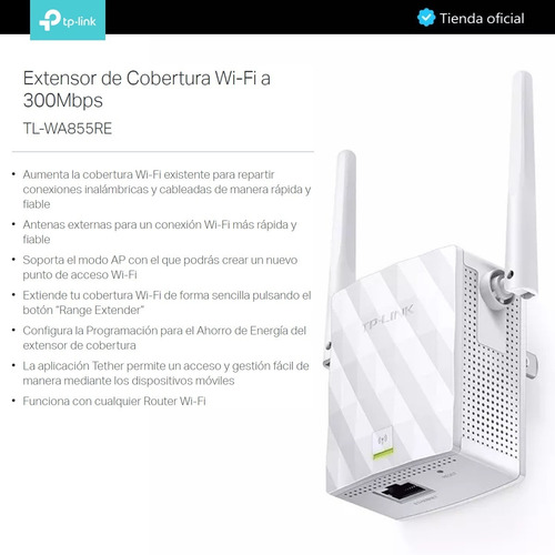 Tp-link, Extensor De Rango Inalámbrico N 300mbps, Tl-wa855re