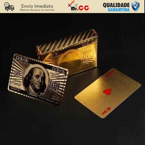 3xbaralho Dourado Ouro 24k Folheado Poker Truco Cartas Jogos