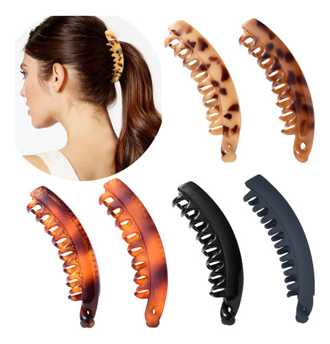 6 Pinzas Grandes De Pltano Para Cabello Grueso, Clip Antides