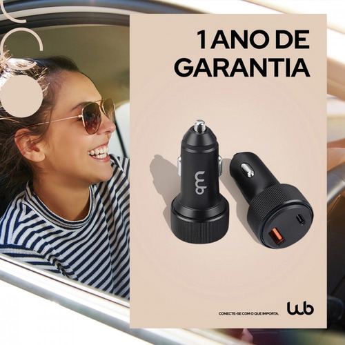 Carregador Veicular Usb-c E A Wb Turbo 48w Preto
