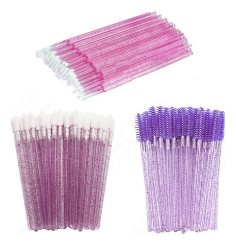 50 Cepillos+50 Lipbrush+100 Swabs Para Extensión De Pestañas