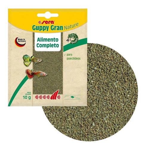 Ração Sera Guppy Gran Nature 10g Lebistes E Pequenos Peixes