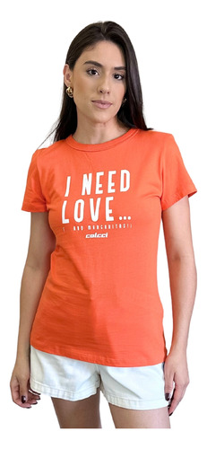 Camiseta Feminina Estampada I Need Love Colcci