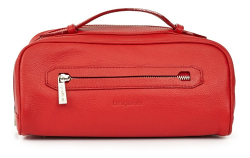 Neceser Hombre Cuero Organizador Briganti Bolso Viaje Valija Color Rojo