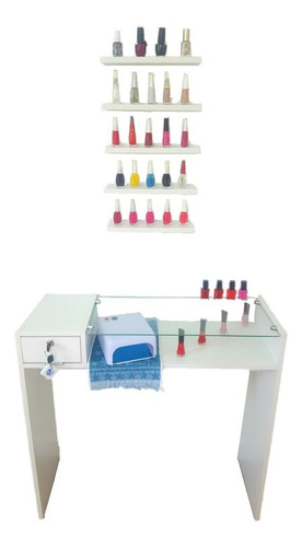 Mesa Manicure Gaveta Salão De Beleza + Organizador Esmaltes