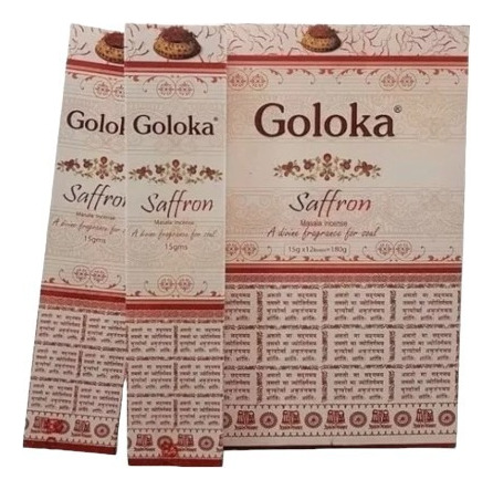 Incienso Goloka  Saffron  - 12 Cajitas De 15 Gr.