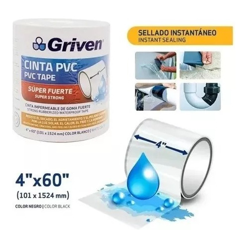 Cinta Pvc Impermeable Flex Tape Blanco Griven