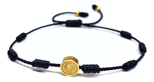 Pulsera 7 Nudos Medalla San Benito Acero Inoxidable