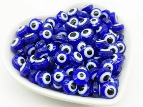 Ojo Turco Azul Plano 8 Mm Ojito Pasante Biyu Pulseras X50u