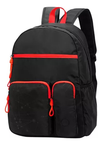 Mochila Head Urbana Porta Notebook Unisex Reforzada Liviana Color Negro/Rojo Diseño de la tela Liso