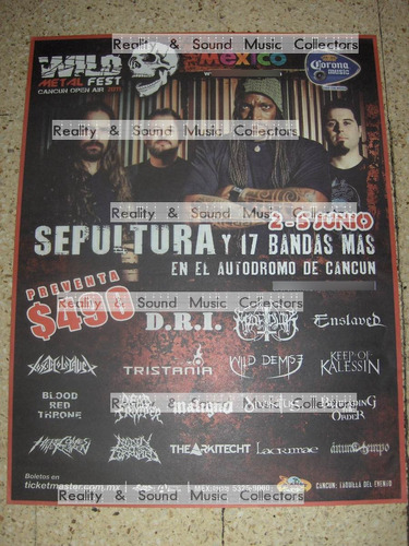 Sepultura Poster Wild Metal Fest Cancun De Coleccion