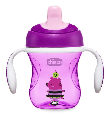 Vaso para bebés con aza antiderrame Chicco Training Cup color violet de 200mL