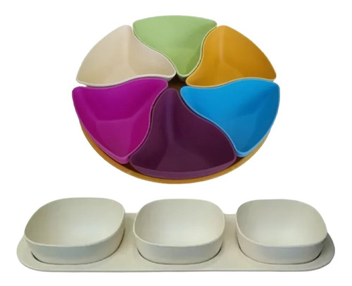 Set X11 Cazuelas Porta Snack Triangulares Cuadradas Picadas