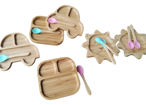 Plato De Bambú Personalizado Para Primeras Comidas Bebe Leon
