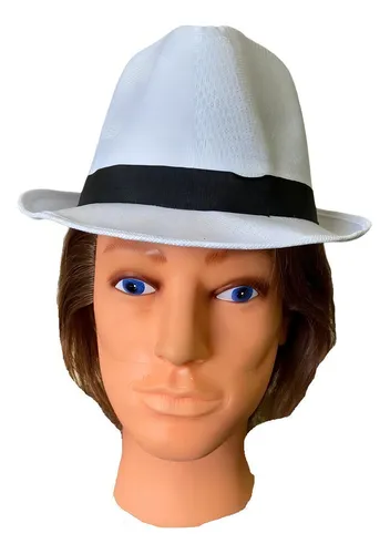 Kit de 5 sombreros tejidos Malandro blancos con fantasía negra
