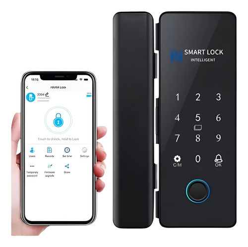Fechadura Digital Porta Vidro A Prova D'agua Biometria Arbnb